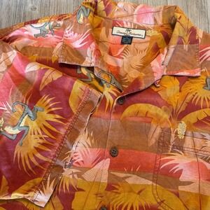 Tommy Bahama Mens Large 100% Silk Monkey Pattern Hawaiian Shirt